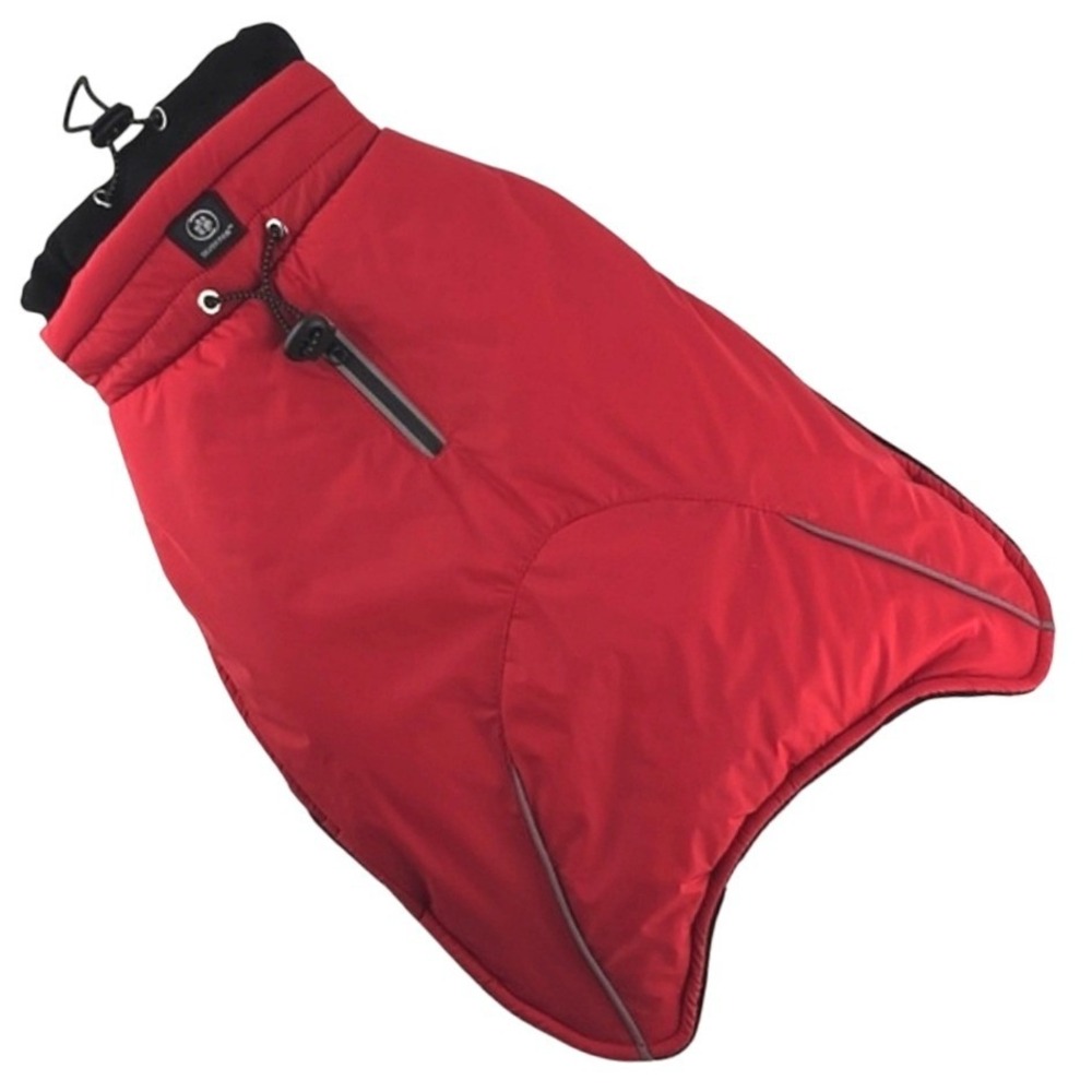 NWT Silver Paw Silvershield Fleece Red Black Dog Jacket Adjustable Strap Size S